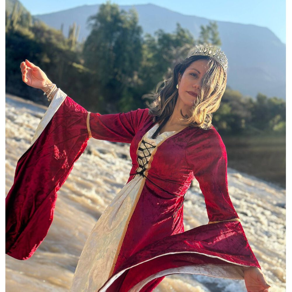 Disfraz Medieval Renacentista Para Mujer Vestido Largo Con Cordones G&oacute;tico image number 16.0