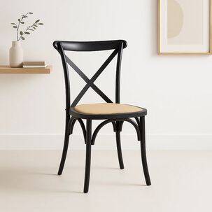 Silla Crossback Madera Rattan Negra