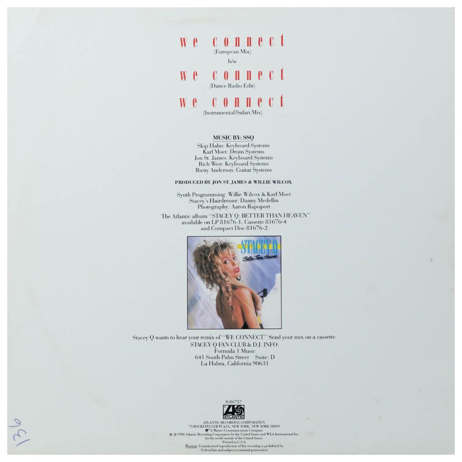 Stacy Q - We Connect | 12" Maxi Single Usado image number 1.0