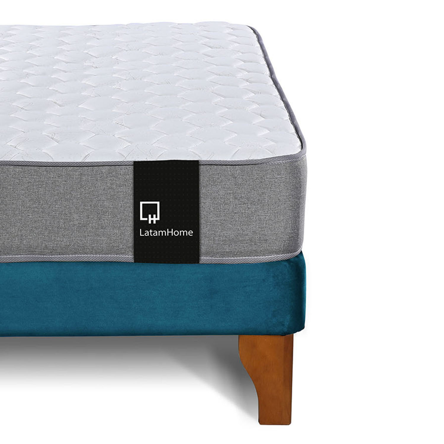 Cama Europea Zen Best 1.5 Plaza Tela Velvet Azul Petroleo + Respaldo image number 5.0