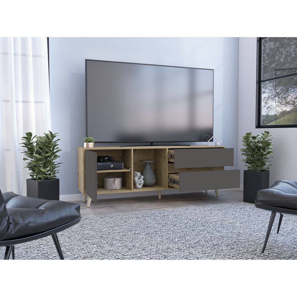 Mesa Para Tv 65" 58,4x158,4x38 Cm Café Claro Y Gris image number 7.0