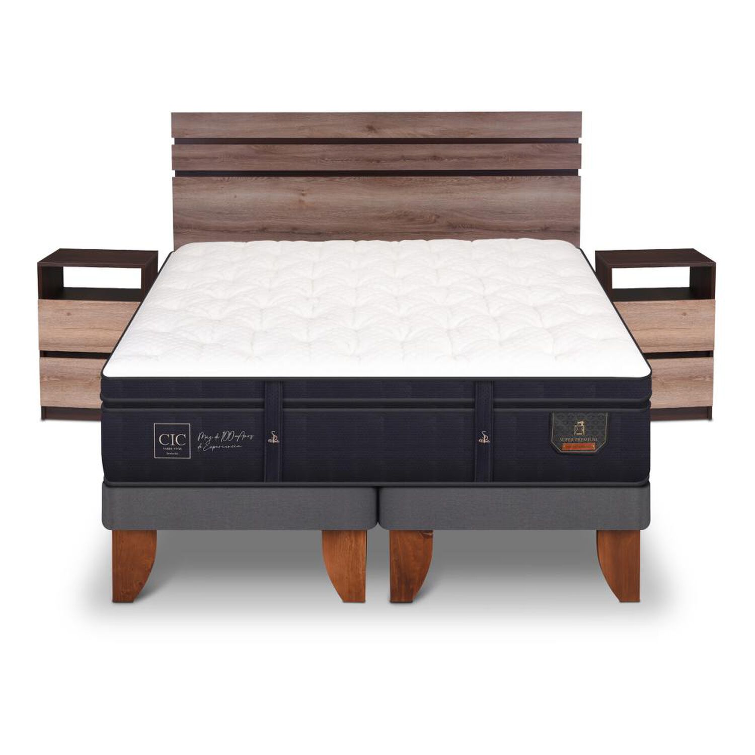 Cama Europea Cic Super Premium / King / Base Dividida + Set De Maderas image number 0.0
