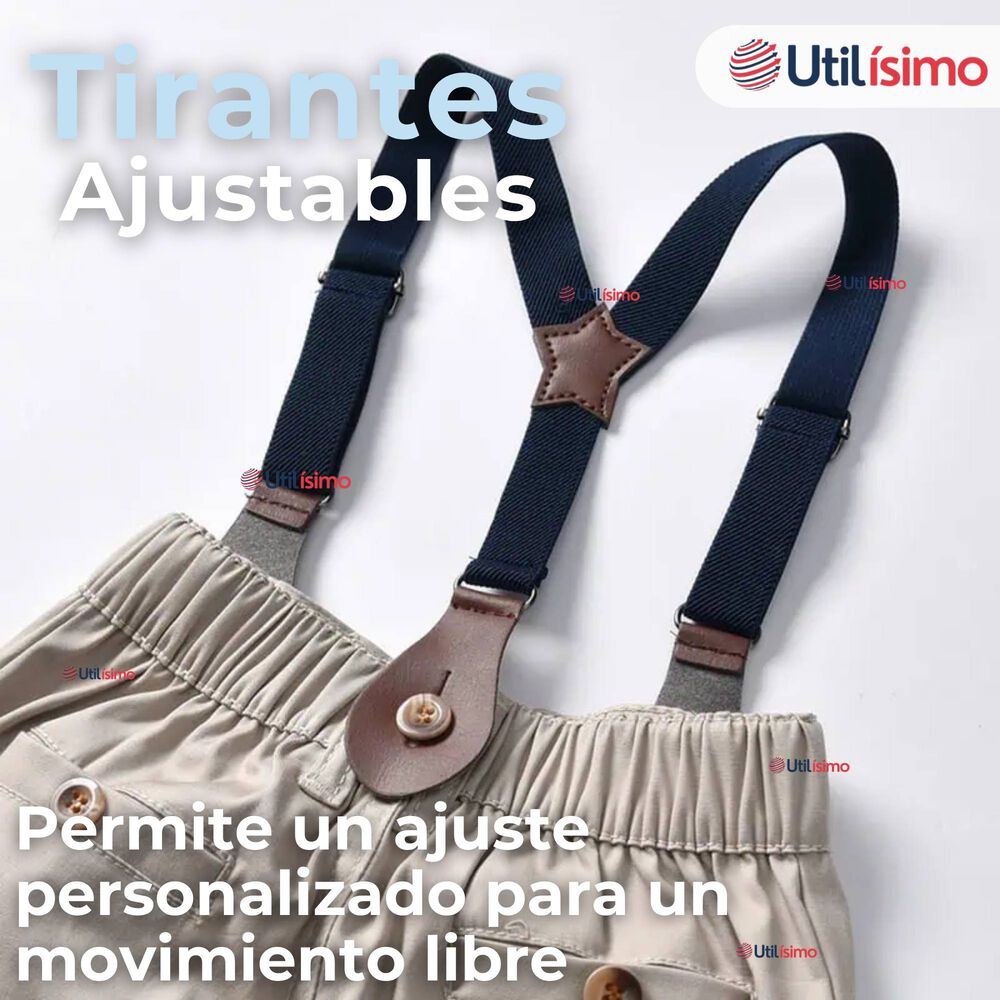 Conjunto De Vestir Con Tirantes Camisa Short Algodón Bebes image number 5.0