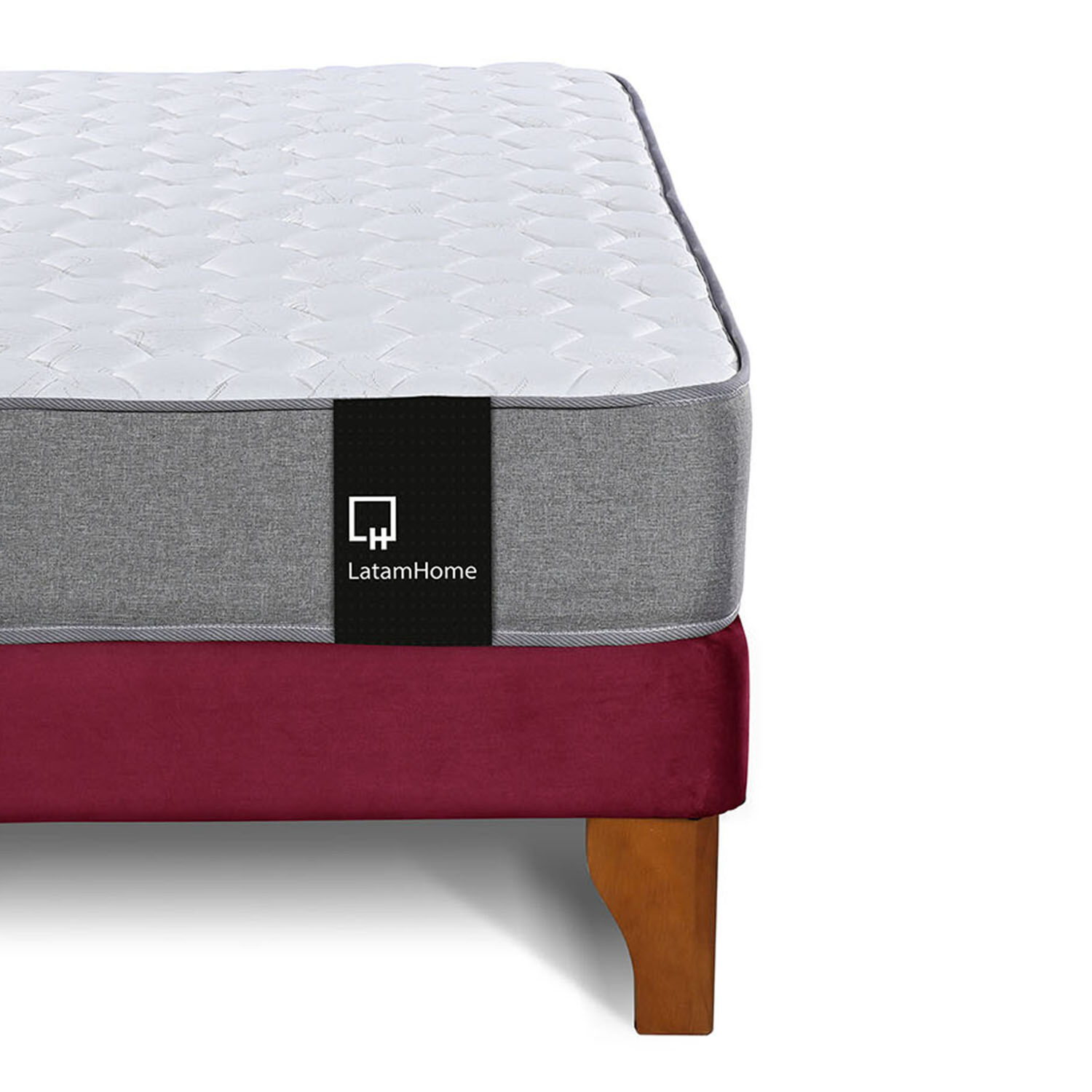 Cama Europea Zen Best Tela Velvet Burdeo 2 Plazas + Respaldo image number 5.0