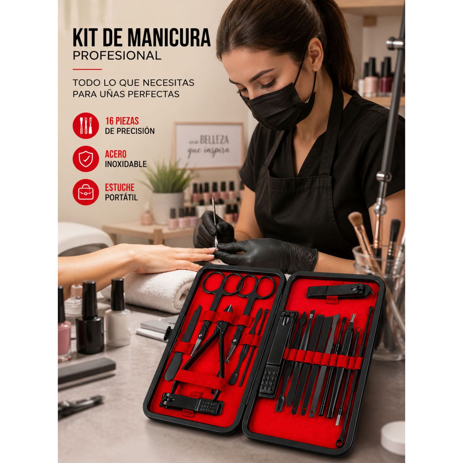 Kit Completo Manicura Y Pedicura 18 Piezas Con Estuche image number 5.0