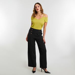 Pantalón Pretina Elásticada Tiro Alto Mujer Kimera