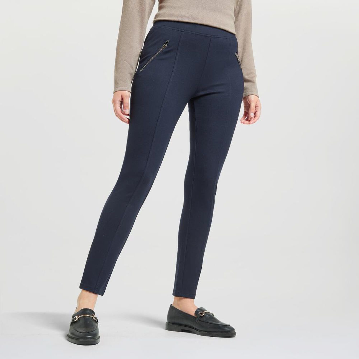 Calza Aplicaci&oacute;n Cierre Tiro Alto Skinny Mujer Lesage image number 2.0