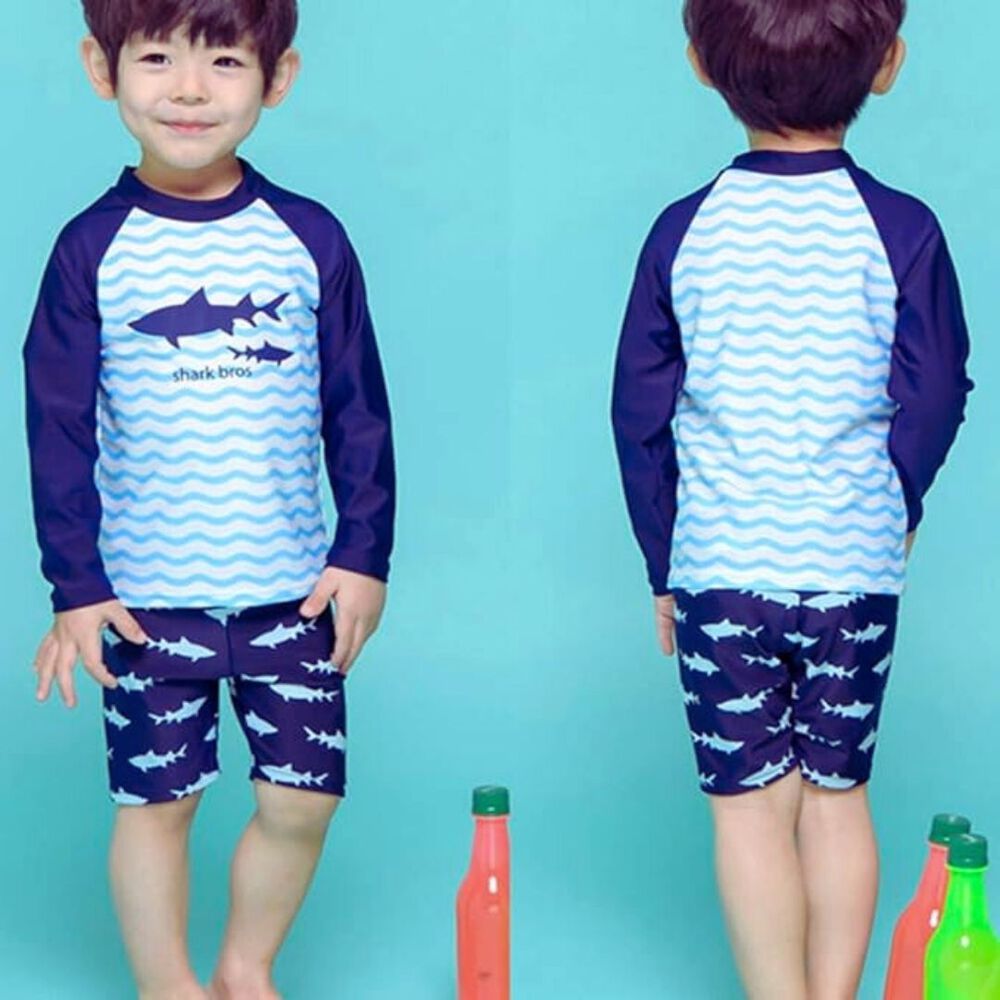 Traje De Baño 3 Piezas Manga Larga Niño Jump Kids Tiburón Azul image number 3.0