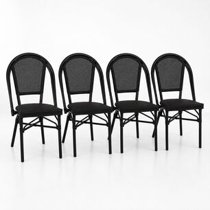 Pack De 4 Sillas Bistro Parisina Textileno - Negro