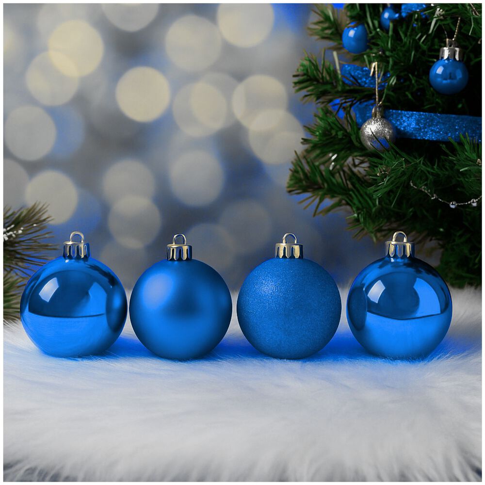 10 Bambalinas Navideñas Esferas 6cm Azul Adorno Decoración image number 2.0
