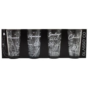Set De Vasos Glasso Chile Collection / 4 Piezas / 479 Ml