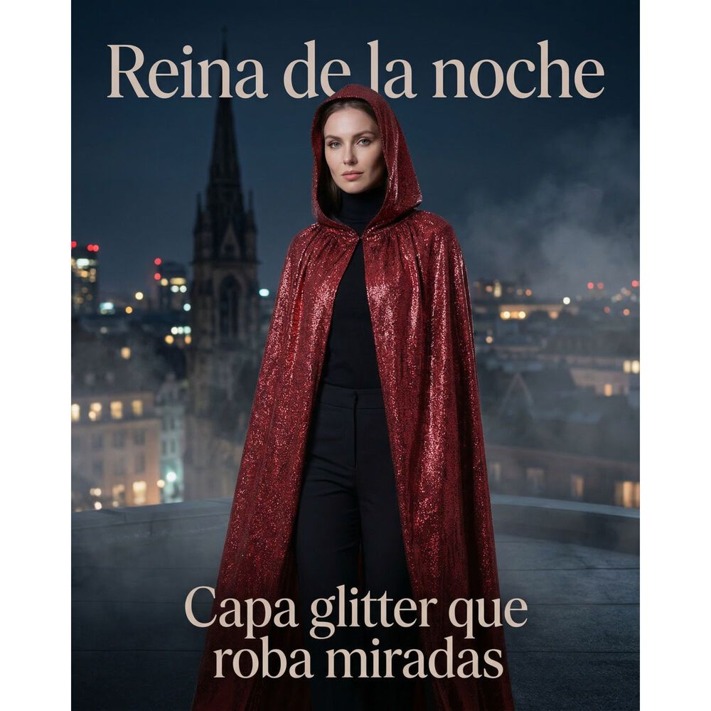 Capa Glitter Brillante Con Capucha Para Cosplay Y Disfraz image number 5.0