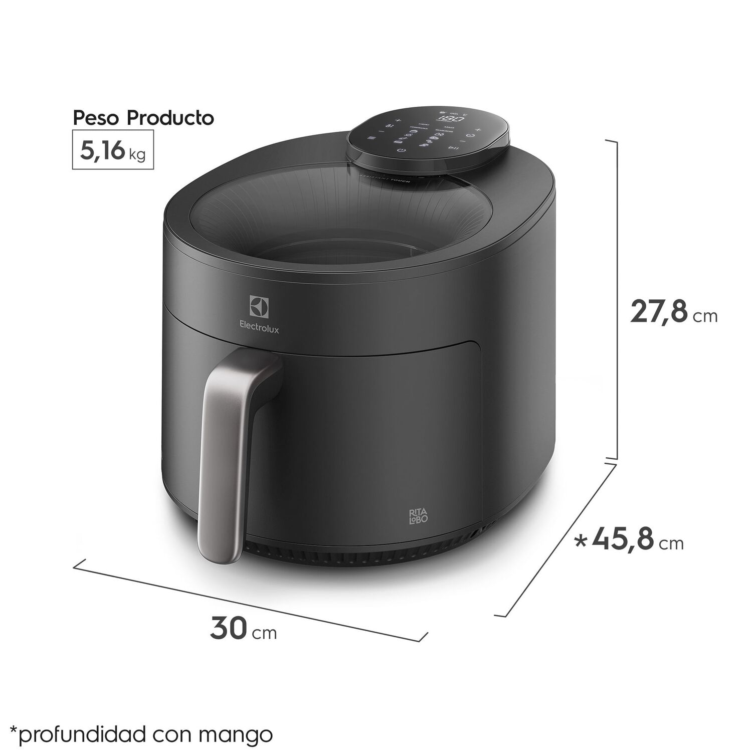 Freidora De Aire 5,1l Panel Digital Visor 360 1500w Eaf170 image number 2.0