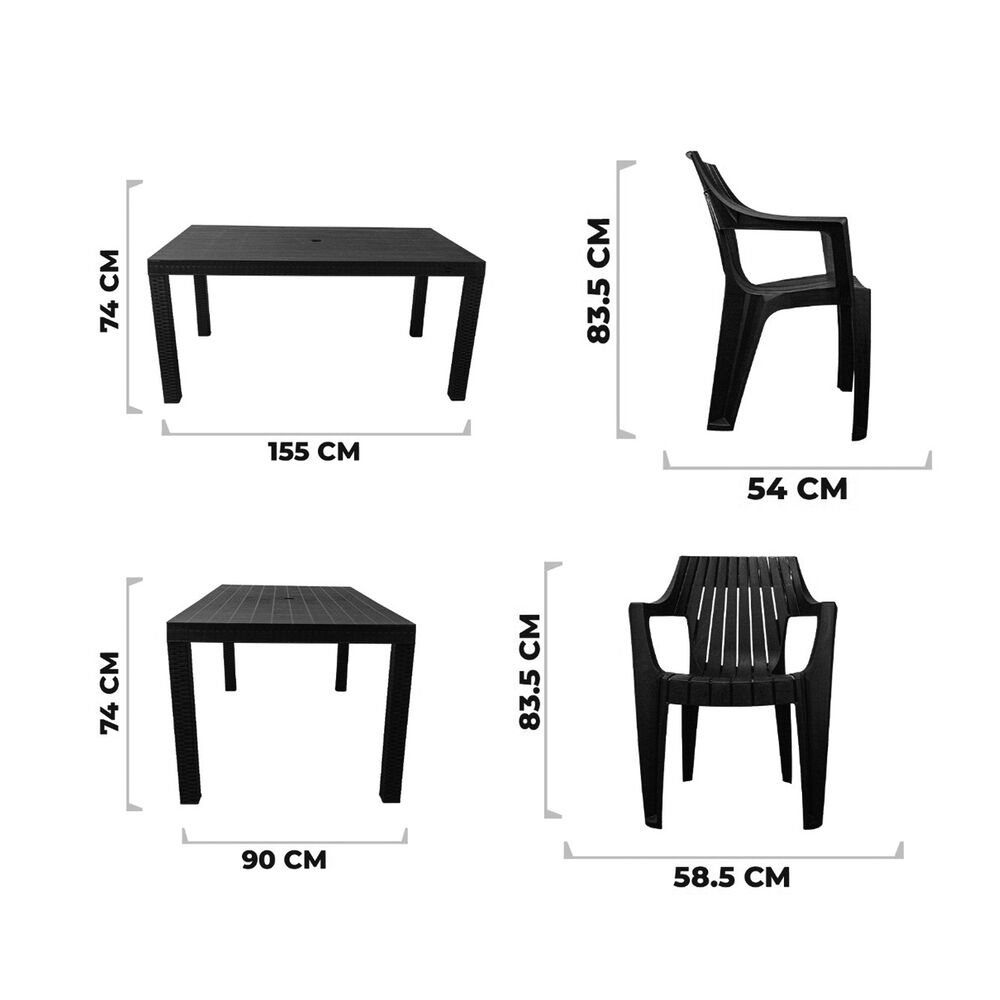 Juego De Comedor Terraza Macao Chocolate 155x90 Cm 6 Sillas image number 6.0
