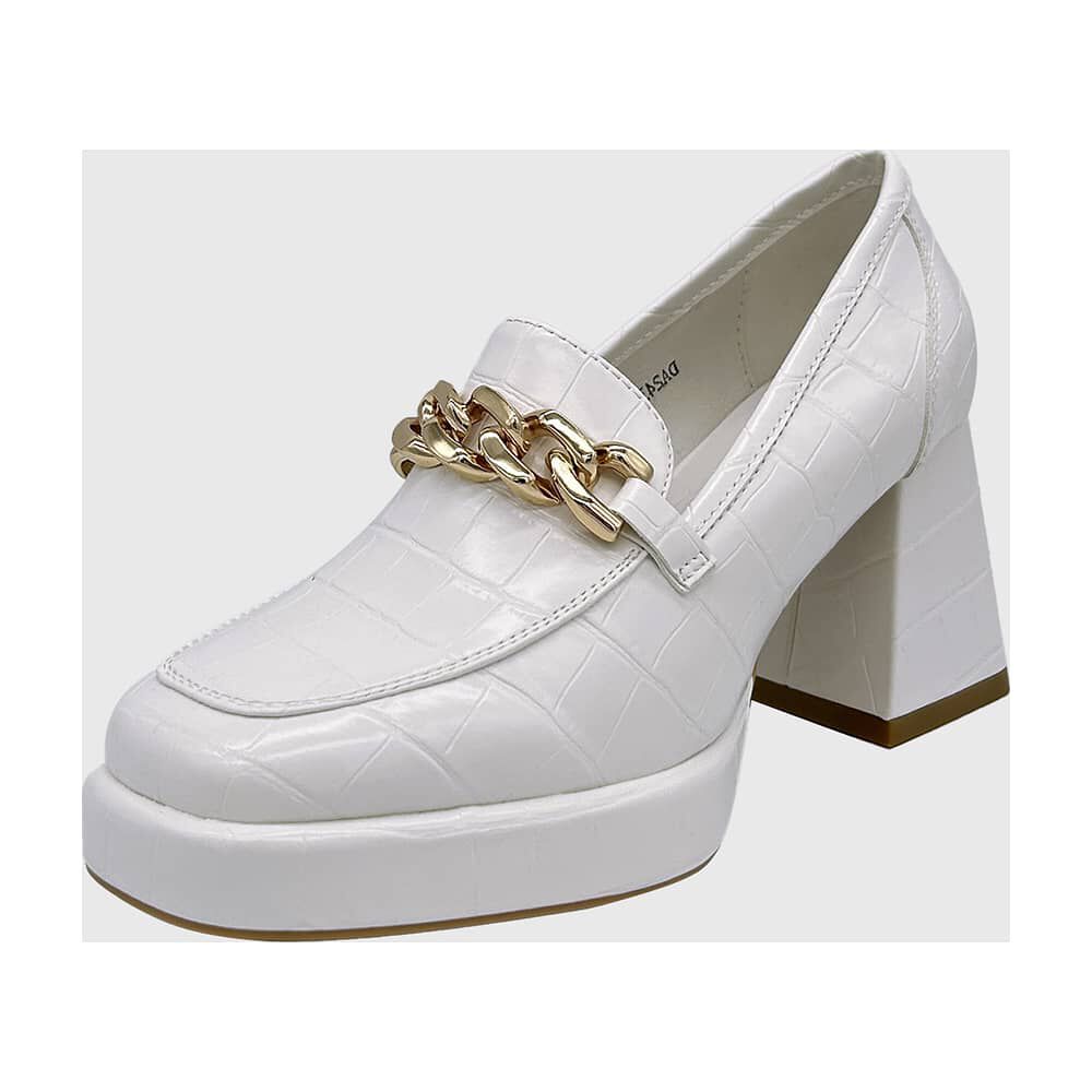Zapato Para Mujer Con Taco Y Cadena Blanco image number 0.0