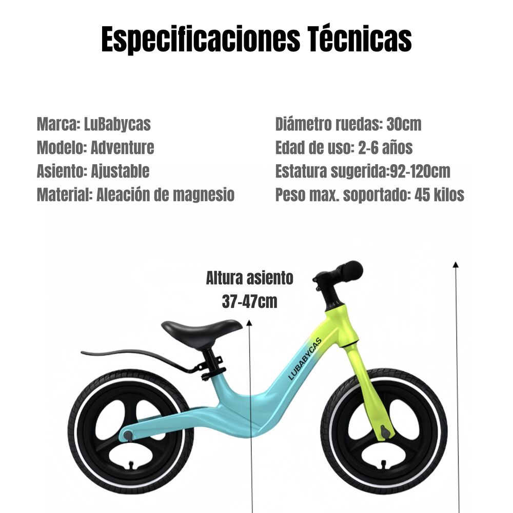 Bicicleta Equilibrio Últra Resistente Lubabycas Verde image number 5.0