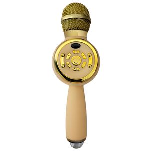 Micrófono Parlante Karaoke Bt Tws Con Luces Recargable Gold