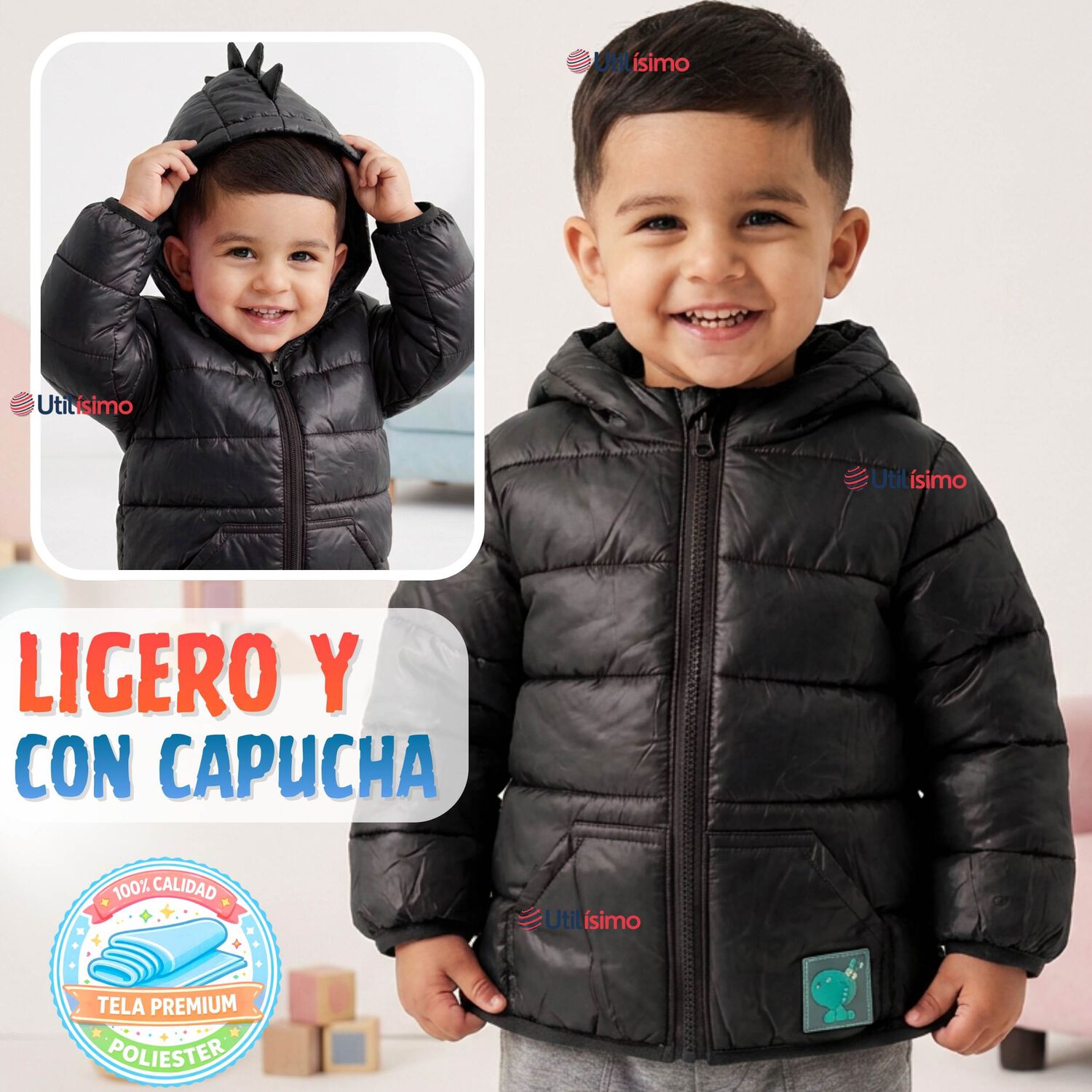Parka Dinosaurio Con Capucha Manga Larga Ni&ntilde;o Jump Kids image number 5.0