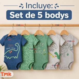 Pack 5 Bodys Manga Corta 100% Algod&oacute;n Tedmimak Ni&ntilde;o Little Adventurer