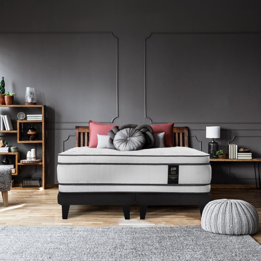 Cama Europea Flex Majesty / 1.5 Plazas / Base Normal + Respaldo image number 4.0