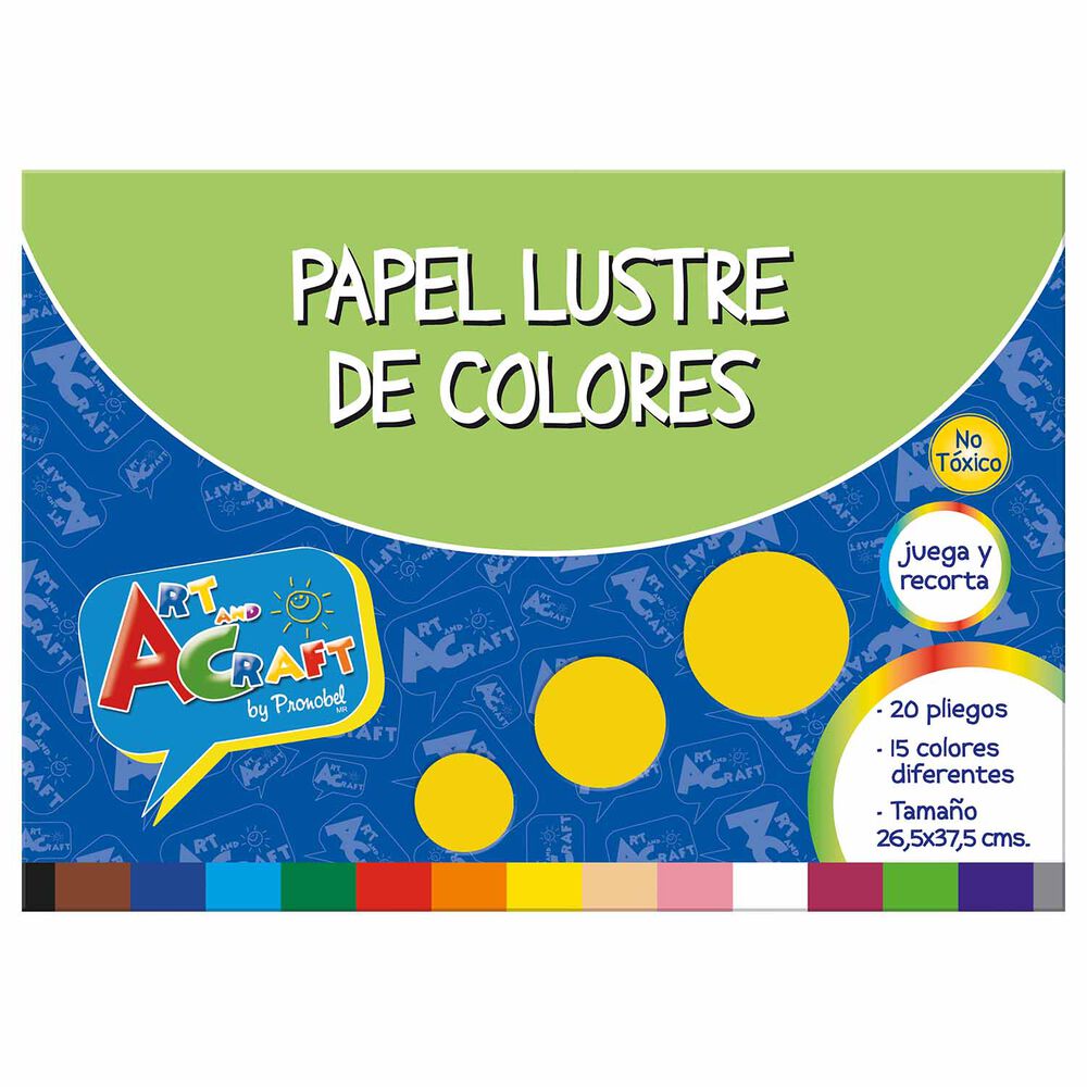 Carpeta Con Papel Lustre 20 Hojas 15 Colores image number 0.0