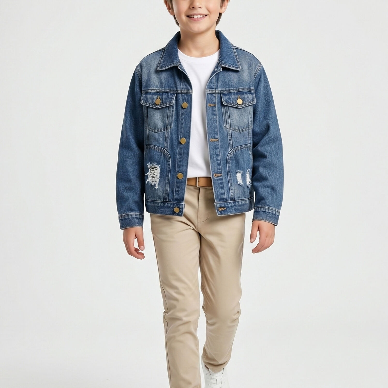 Chaqueta Mezclilla Ni&ntilde;o Juvenil Denim Destroyed Oversize image number 2.0