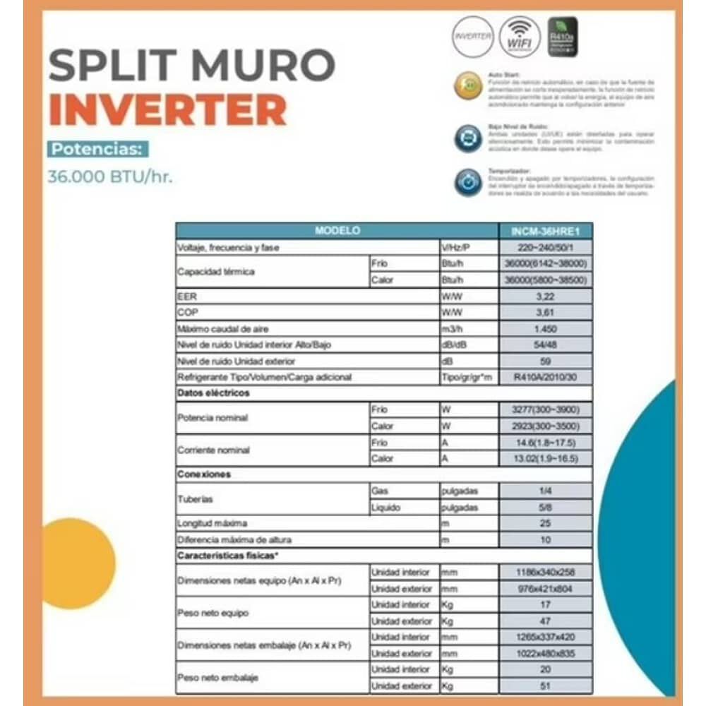 Aire Acondicionado Tipo Split Muro De 36000 Btu Inverter Clark image number 6.0