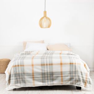 Frazada Polar-sherpa Estampada 1.5 Plazas Tartan Gris