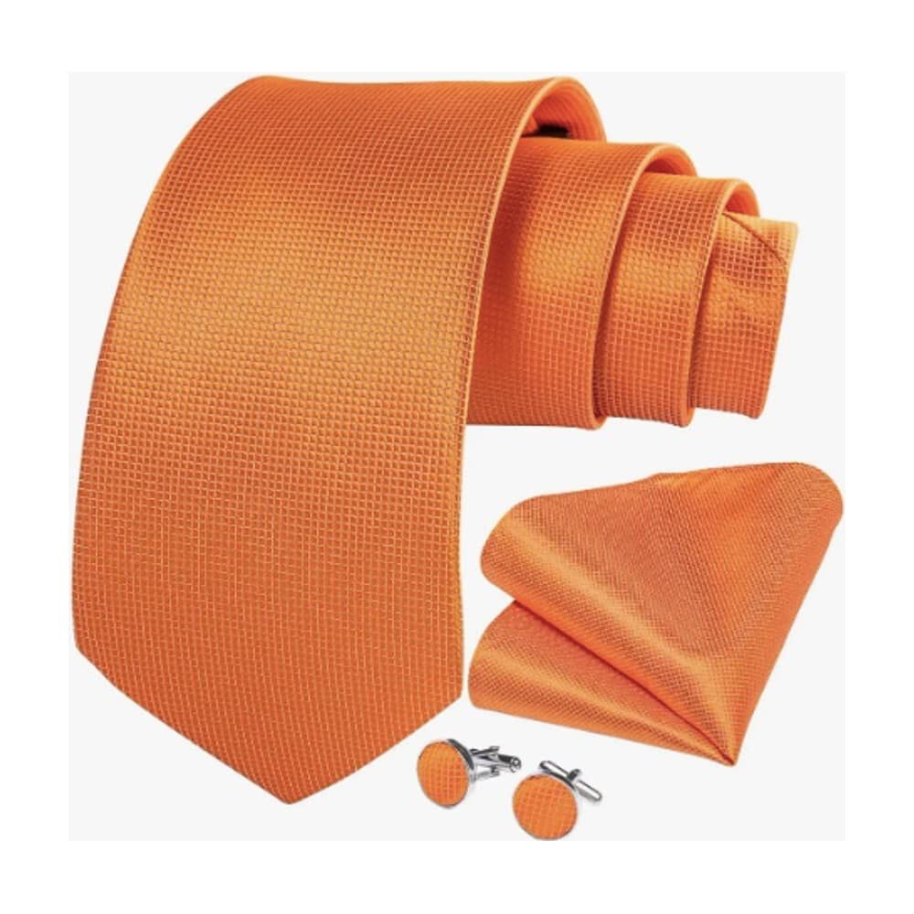 Corbatas Seda Hombres, Pa&ntilde;o Y Colleras Naranja image number 1.0