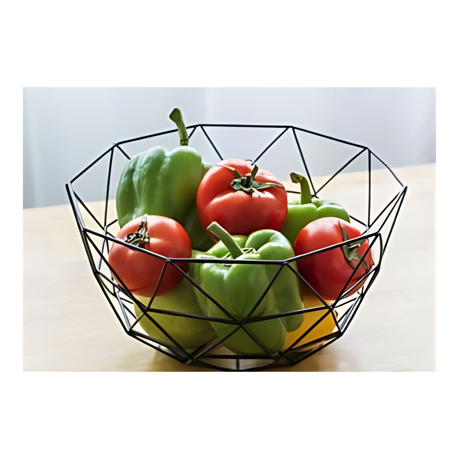 Frutero Canasto Met&aacute;lico Redondo 27cm Cocina Dise&ntilde;o Tri&aacute;ngulos image number 3.0