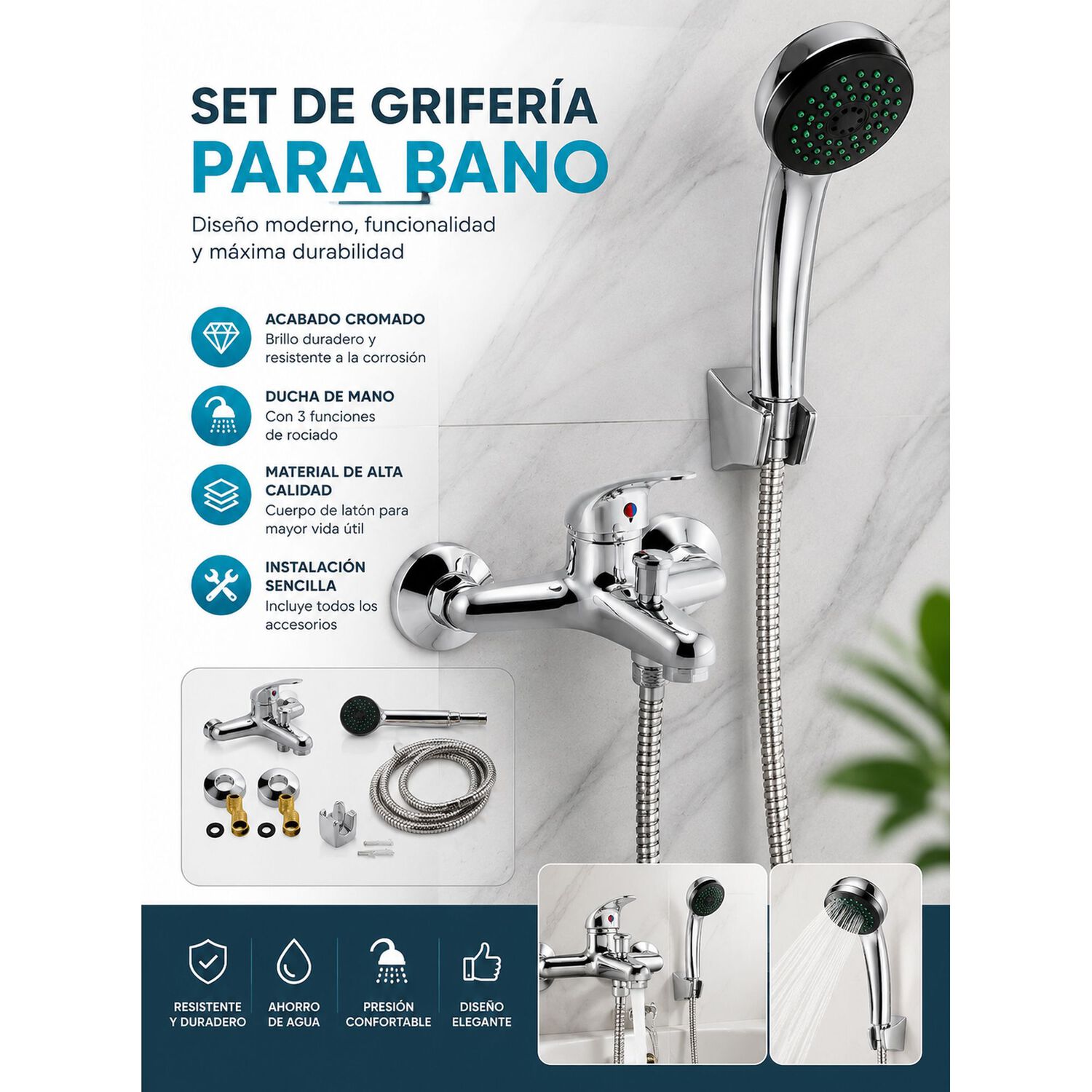 Griferia Monomando Tina Ducha Fas Alta Calidad image number 9.0