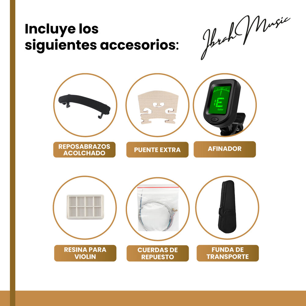 Violin 4/4 Acustico Ibrah Music Estuche Y Arco + Accesorios image number 3.0