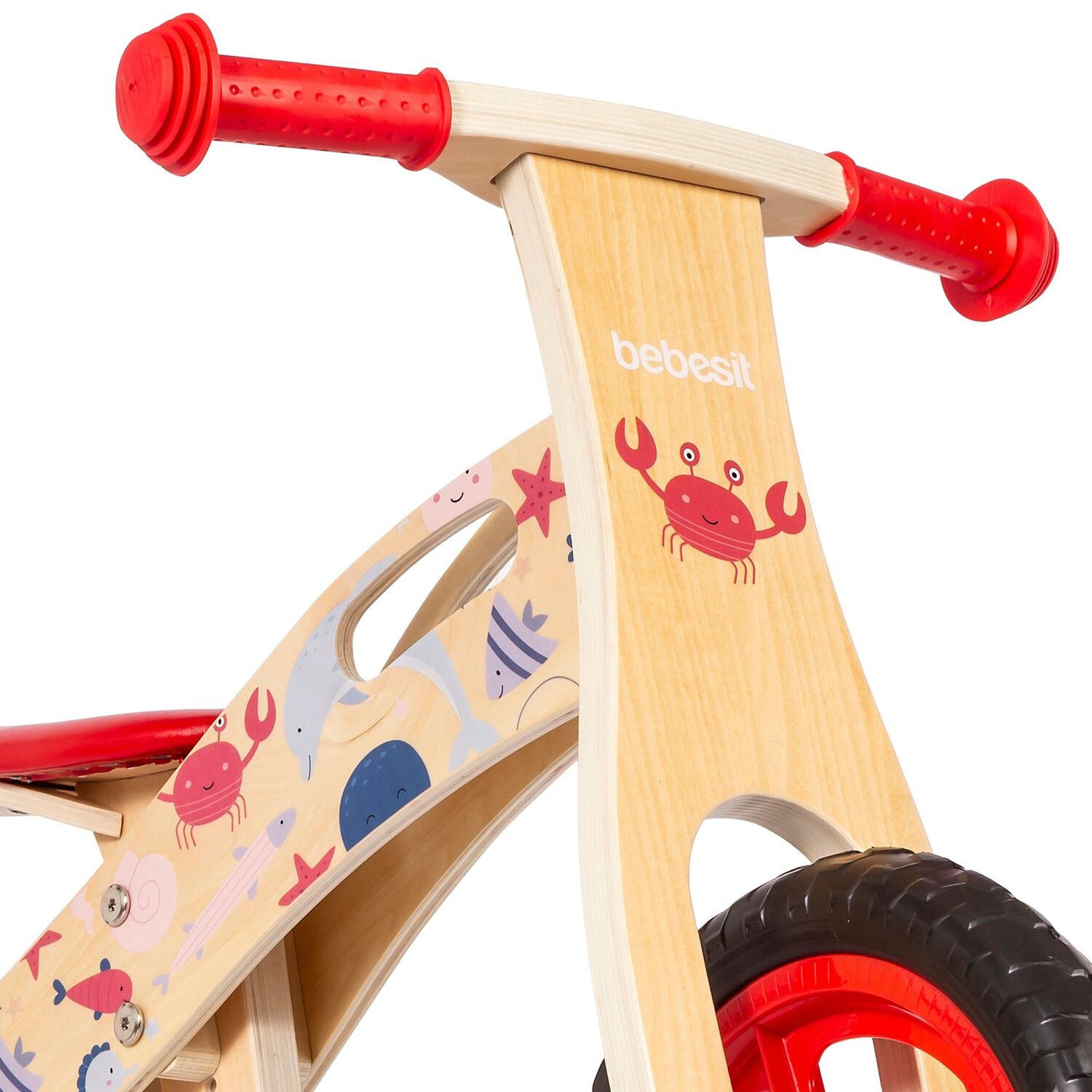 Bicicleta De Equilibrio Aprendizaje Madera Oc&eacute;ano Rojo Bebesit image number 6.0