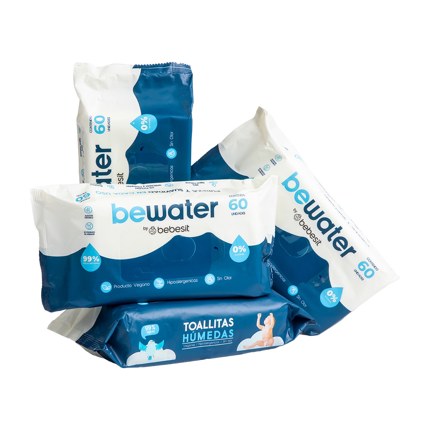 Toallas H&uacute;medas Bewater Bebesit - Bolsa 4x60 Unidades image number 1.0