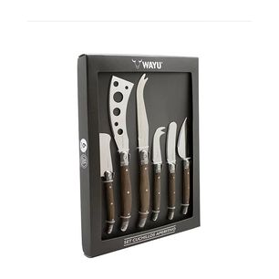 Set 6 Cuchillos Aperitivo Wayu Mango Madera Tablas Picoteo