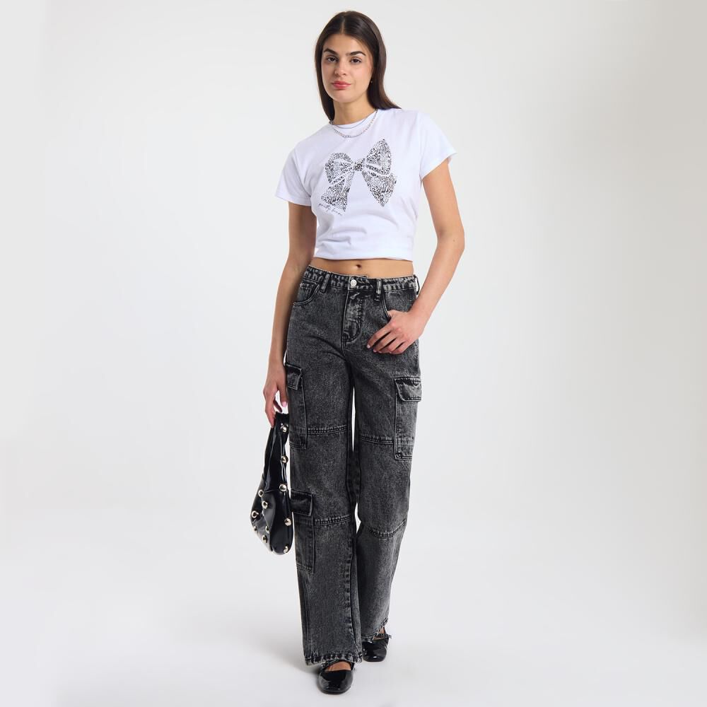 Jeans Tiro Medio Cargo Mujer Rolly Go image number 1.0