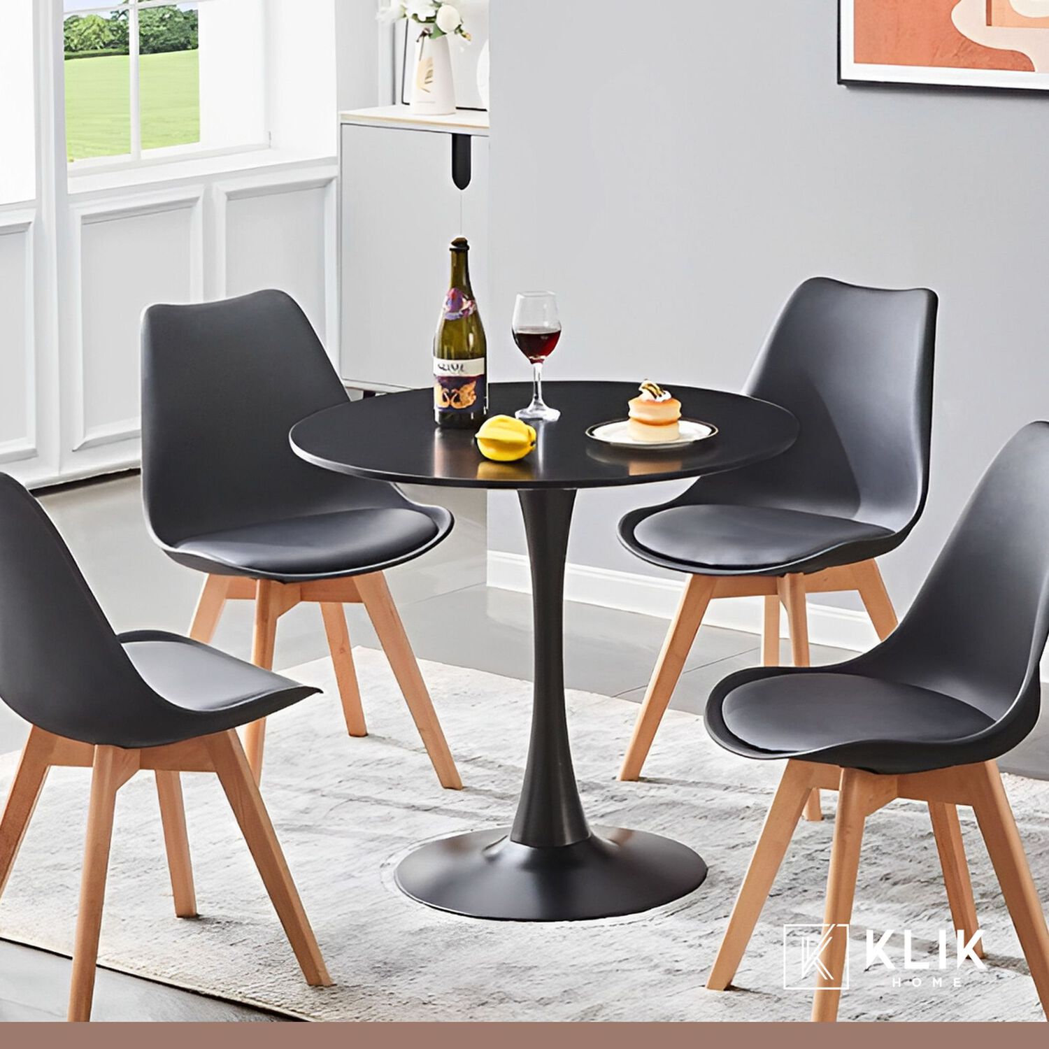 Comedor Tulip Negro 80cm - 4 Sillas Tulip Negras image number 1.0