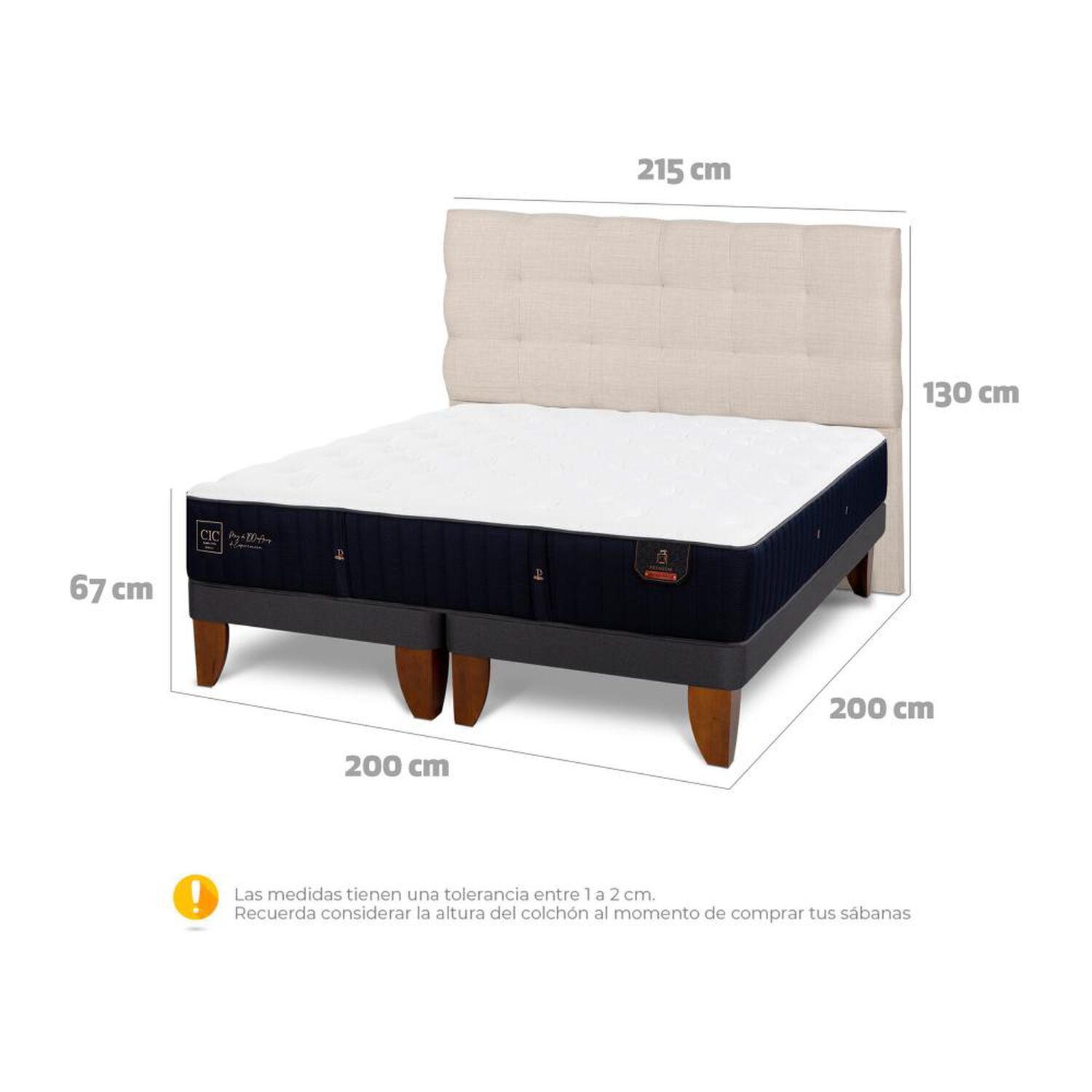 Cama Europea Cic Premium / Super King / Base Dividida + Respaldo image number 5.0
