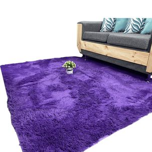 Alfombra Para Living Peluda Tipo Shaggy Medida 180cm X 200cm Color Morado