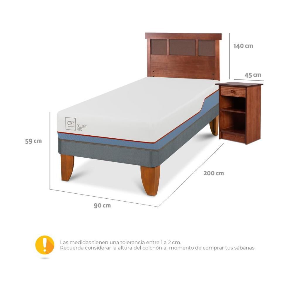 Cama Europea Cic Dublin / 1 Plaza / Base Normal + Set De Maderas image number 2.0