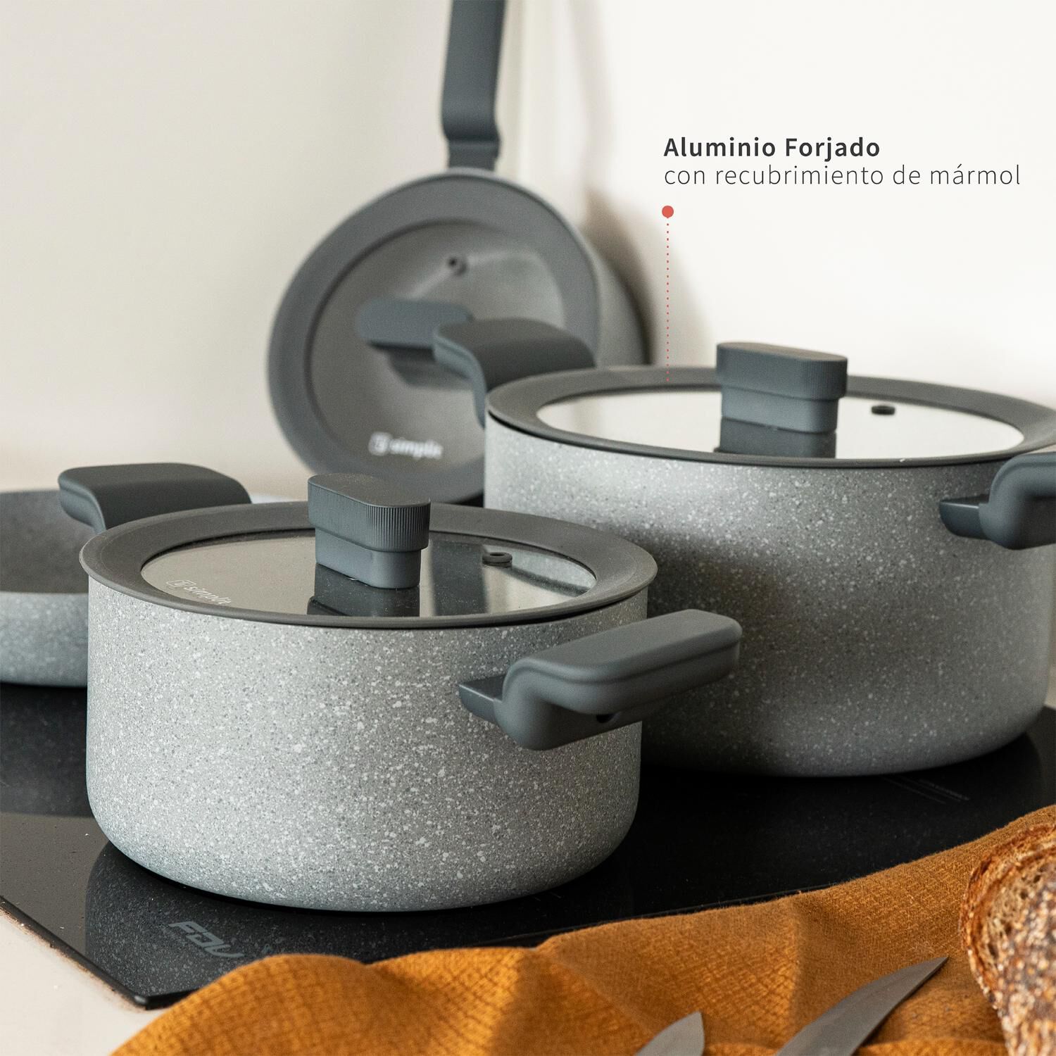 Bater&iacute;a De Cocina Antiadherente Pompei Granito 7 Pcs Simplit image number 4.0