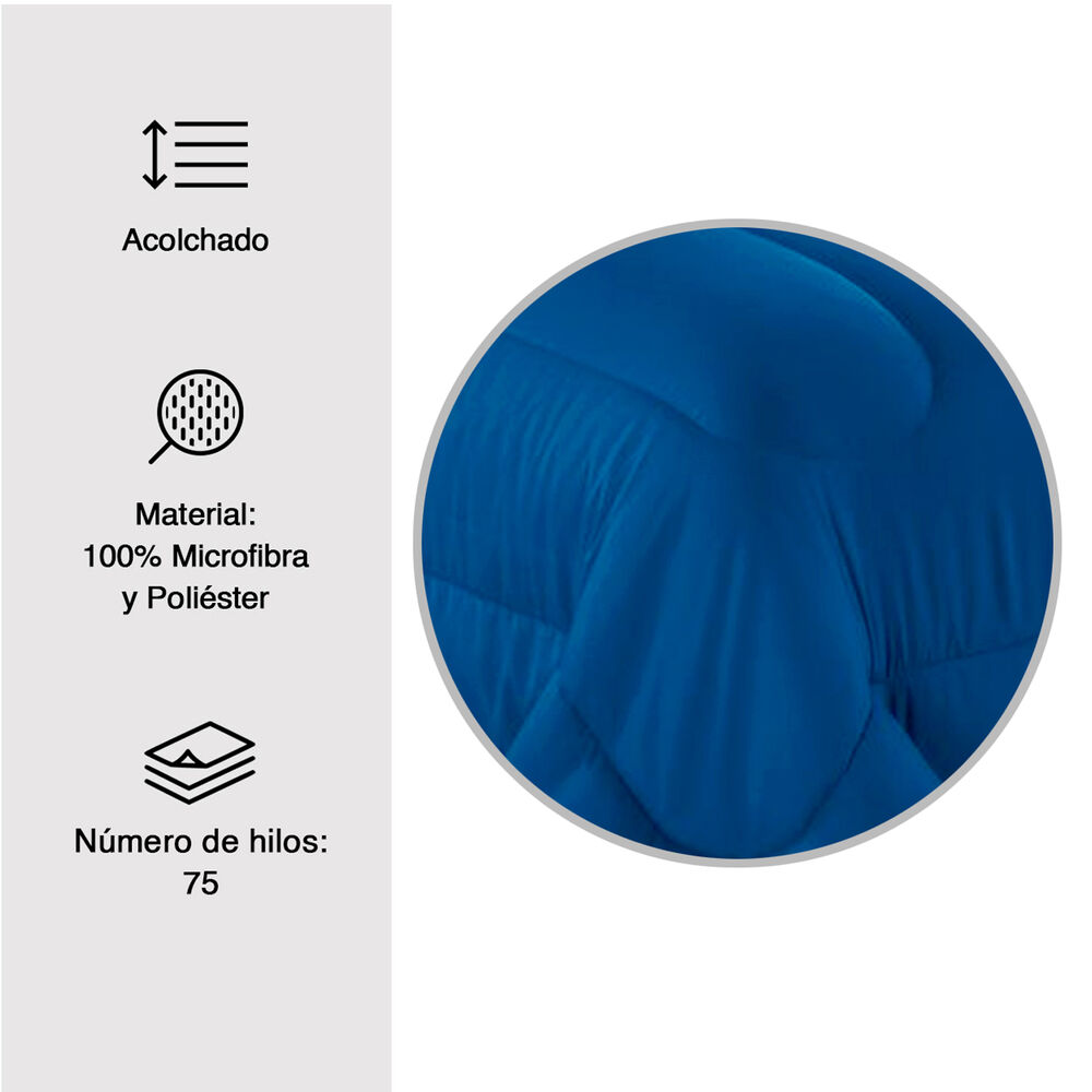 Plum&oacute;n Liso Colors 2 Plazas Azul image number 2.0