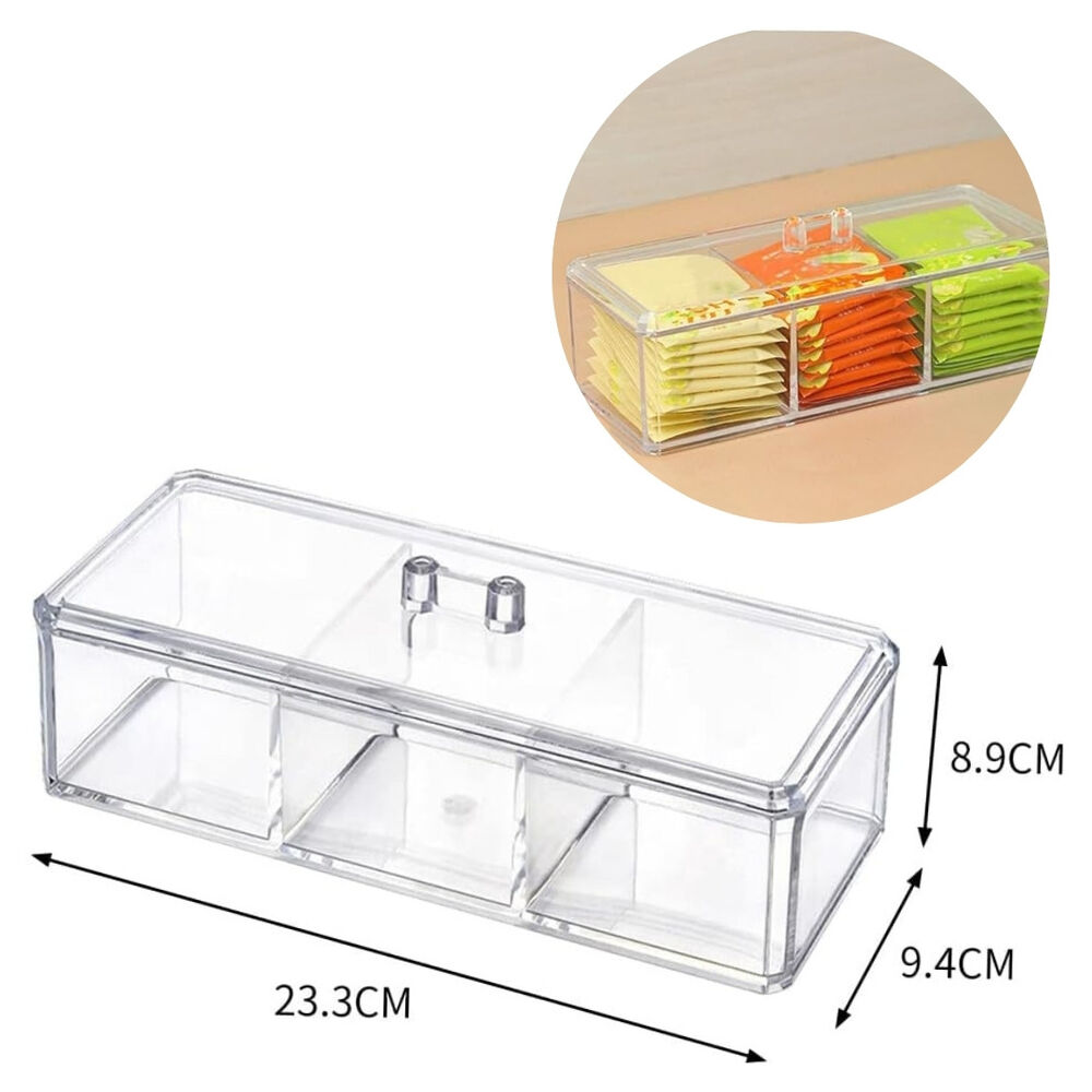 Caja Para T&eacute; Organizador 3 Divisiones Tapa Utensilio Cocina image number 2.0