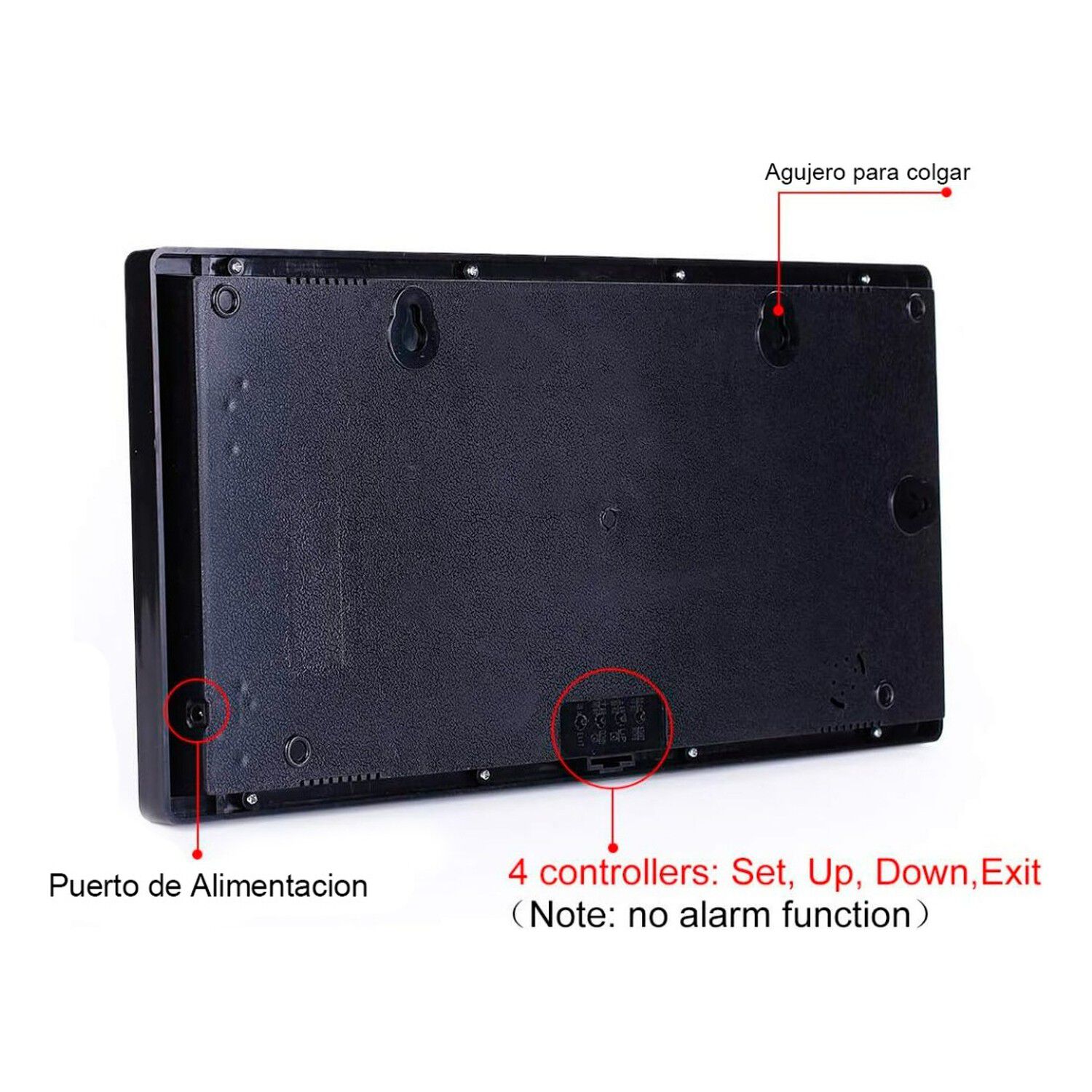Reloj Digital Pared Led Grande Hora Fecha Temperatura Negro image number 1.0