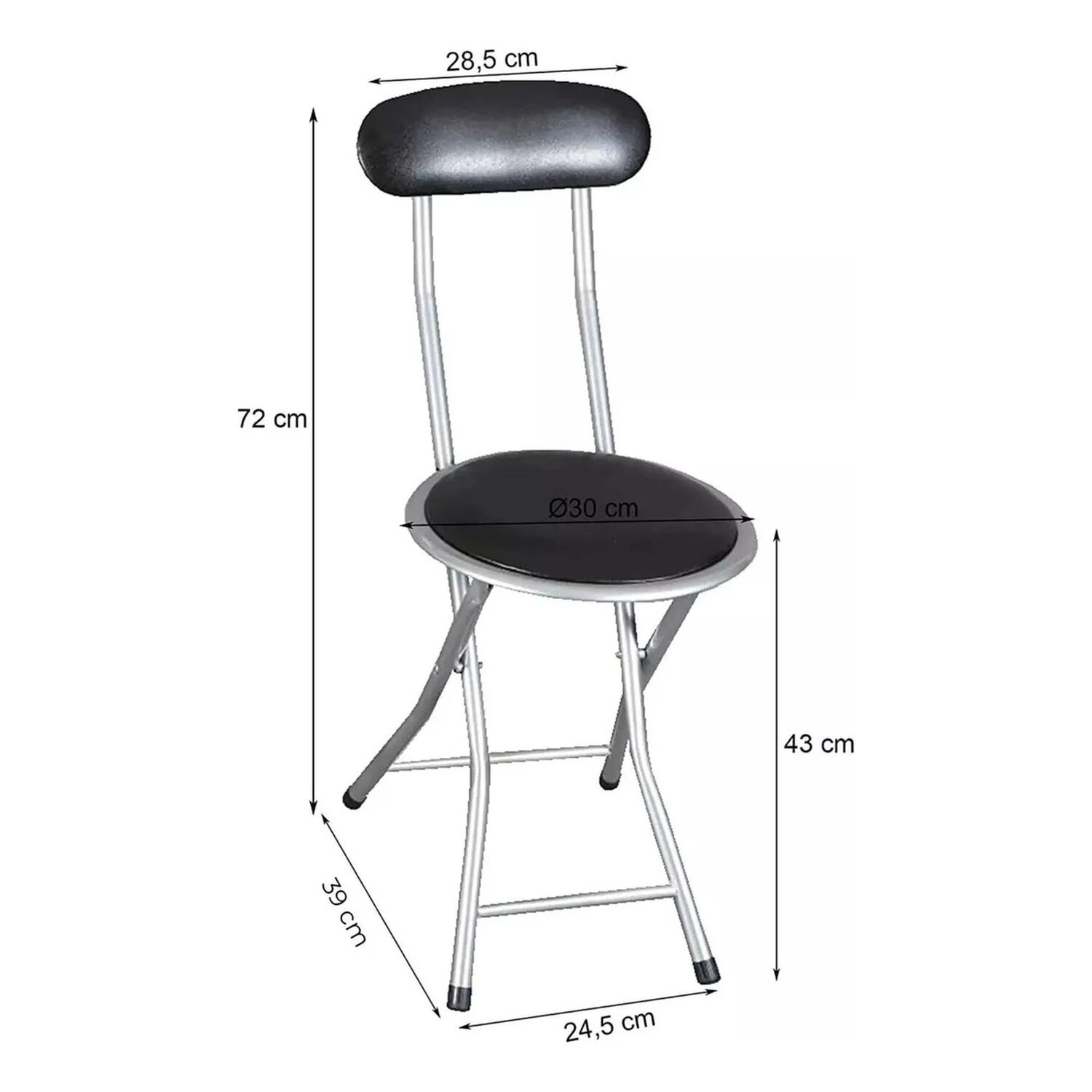 Silla Plegable Port&aacute;til Con Respaldo Multiuso Negro Y Gris image number 5.0