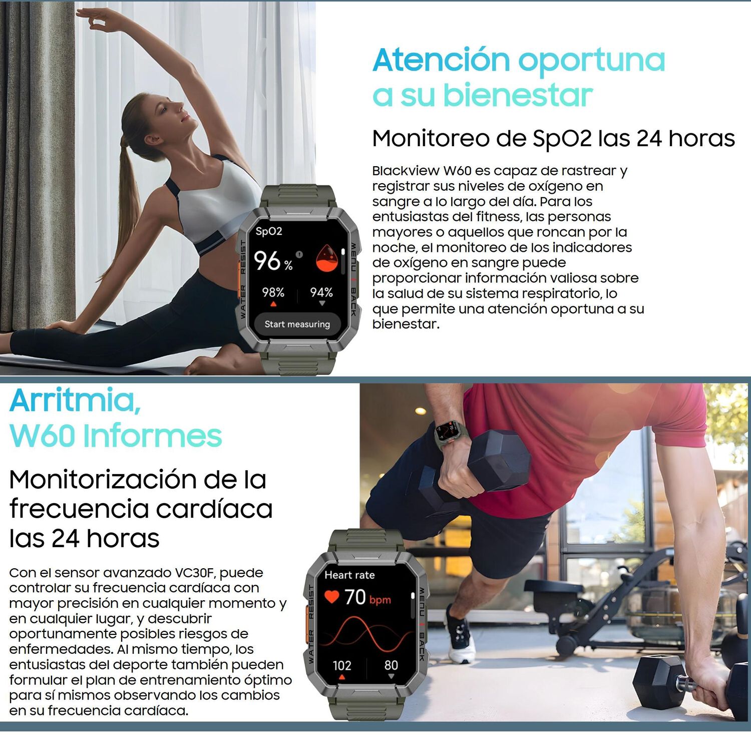 Blackview W60 Resistente Reloj Inteligente Smartwatch Band image number 7.0
