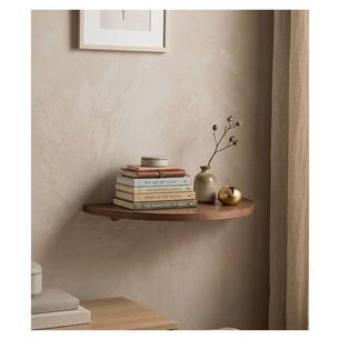 Repisa Flotante Semicircular Moderna Madera Nogal Oscuro 40cm