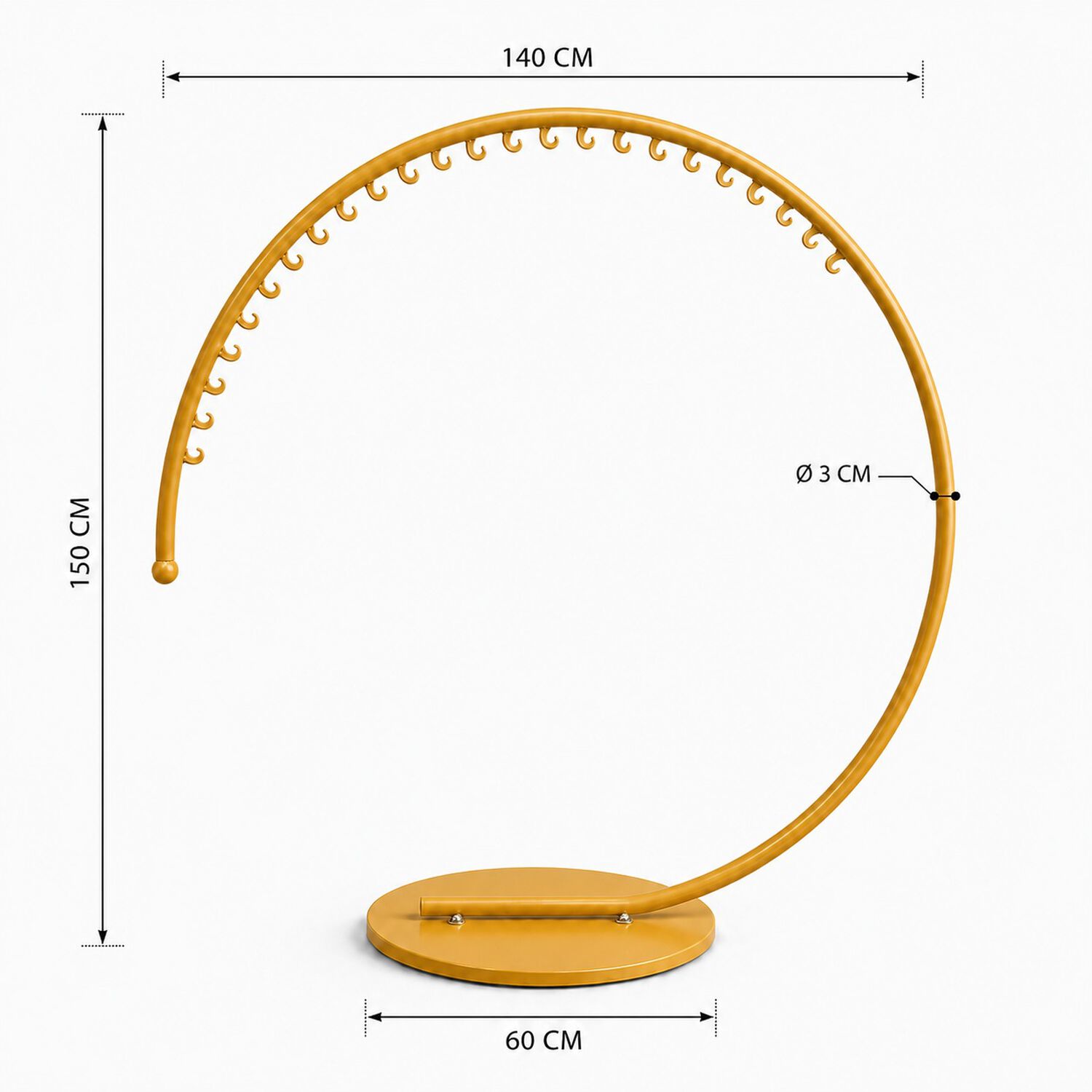 Perchero Colgador Exhibidor Circular Metalico Con 30 Ganchos Color Dorado image number 6.0