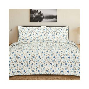 Quilt Andes Estampado Flor Azul King