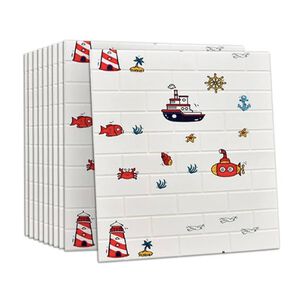 Pack 10 Lamina Papel Mural Autoadhesivo 3d Ladrillo Botes